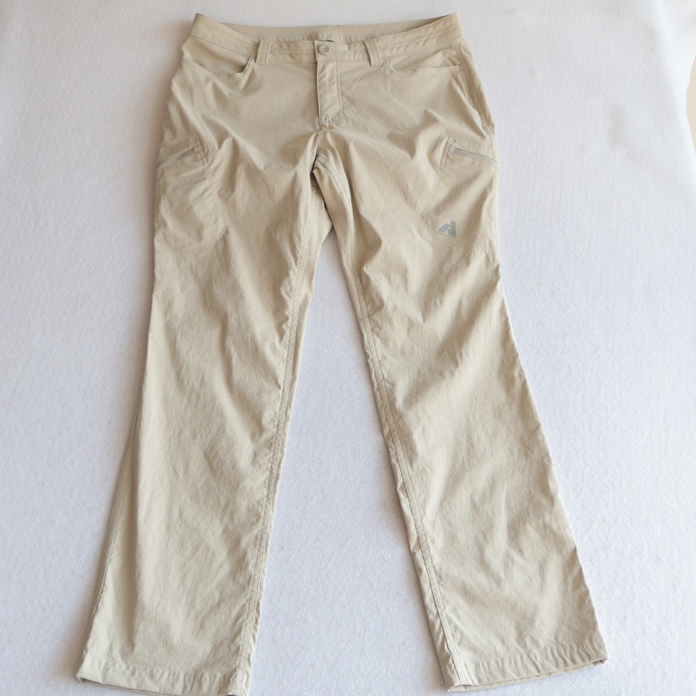 Eddie Bauer First Ascent Womens 12 Hiking Pants Beige Nylon Stretch Straight Leg